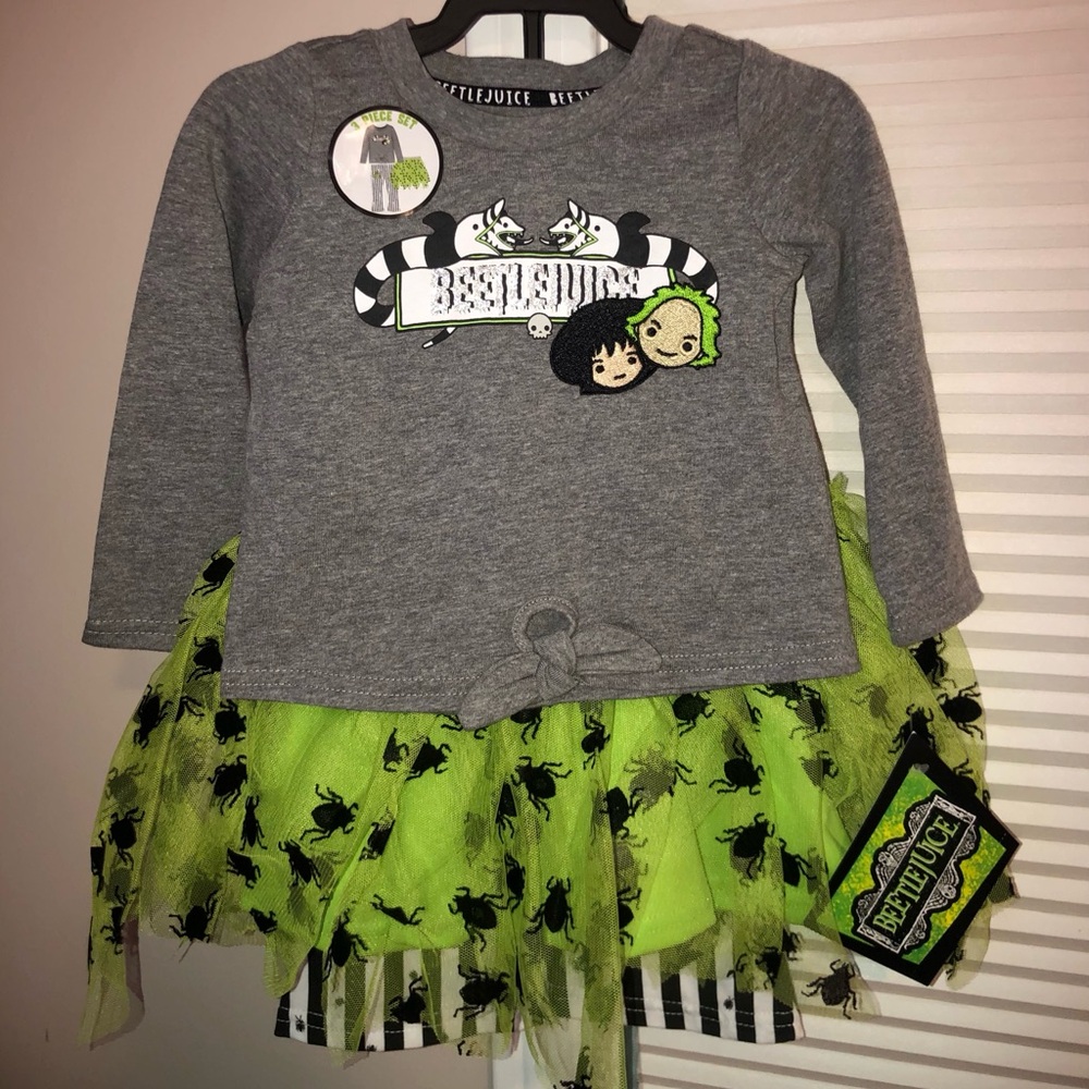 🖤5/$20🖤 Beetlejuice Infant Toddler 3 pc Halloween Outfit (top, skirt, pants)
